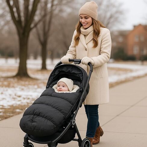 Waterproof &Thicken Universal Stroller Cover Winter,Stroller Footmuff Bunting Bag for Warm Strollers Muff,Stroller Accessories for Baby Sleeping Bag Winter Stroller Blanket in Kuwait