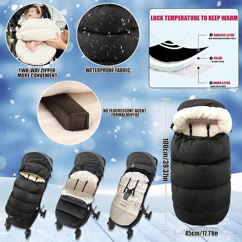 Waterproof &Thicken Universal Stroller Cover Winter,Stroller Footmuff Bunting Bag for Warm Strollers Muff,Stroller Accessories for Baby Sleeping Bag Winter Stroller Blanket in Kuwait