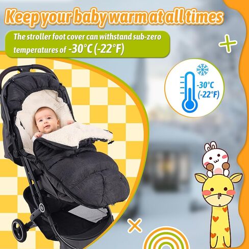 Waterproof &Thicken Universal Stroller Cover Winter,Stroller Footmuff Bunting Bag for Warm Strollers Muff,Stroller Accessories for Baby Sleeping Bag Winter Stroller Blanket in Kuwait
