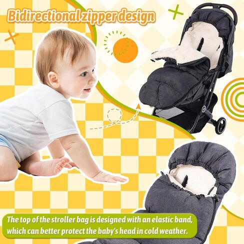Waterproof &Thicken Universal Stroller Cover Winter,Stroller Footmuff Bunting Bag for Warm Strollers Muff,Stroller Accessories for Baby Sleeping Bag Winter Stroller Blanket in Kuwait