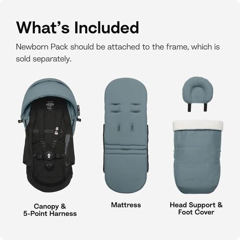 Stokke YOYO 0+ Newborn Pack, Requires YOYO3 Frame (Sold Separately), Aqua | Includes Mattress, Extendable Canopy, & Five-Point Harness, Compatible with YOYO3 Frame, for Newborns to Babies 19.8lbs in Kuwait
