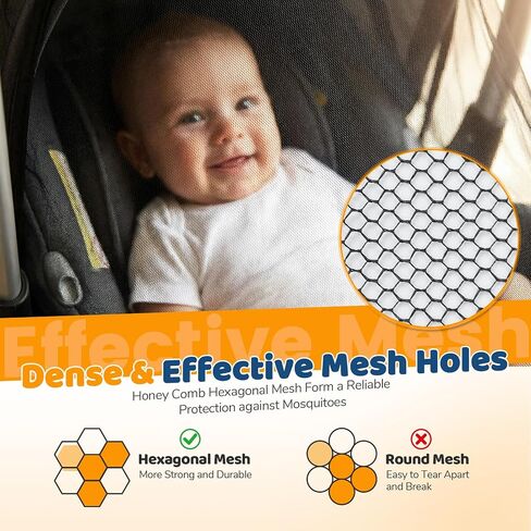 Orzbow 2-Pack Mosquito Net for Car Seat and Doona Stroller, Breathable Baby Mosquito Net for Infant Car Seats, Strollers, Baby Travel, Camping, Summer Essentials, Bug Protection, Black in Kuwait