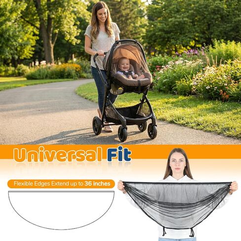 Orzbow 2-Pack Mosquito Net for Car Seat and Doona Stroller, Breathable Baby Mosquito Net for Infant Car Seats, Strollers, Baby Travel, Camping, Summer Essentials, Bug Protection, Black in Kuwait