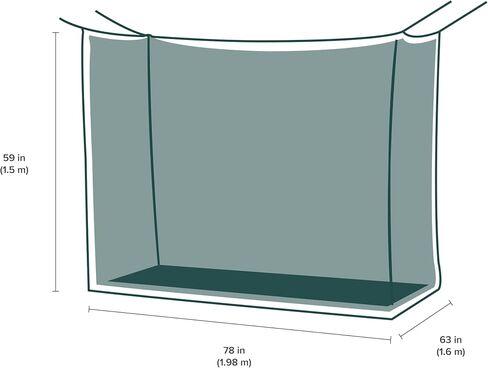 Coghlan's Double Rectangular Mosquito Net – Insect Protection for Camping, Hiking & Travel – Fits Two Sleeping Bags or Cots – Includes Setup Kit & Carry Bag – Green, 63" W x 78" L x 59" H in Kuwait