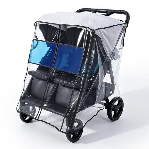 IvyWind Double Stroller Rain Cover, Universal Stroller Cover for Side by Side Baby Stroller, Breathable Weather Shield for All-Weather Protection from Rain/Snow/Dust in Kuwait