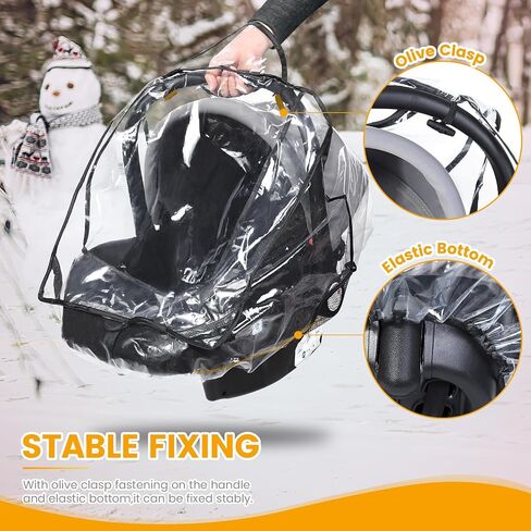 Car Seat Rain Cover Universal, Food Grade EVA, Waterproof Weather Shield for Infant Car Seat with Storage Bag, Baby Car Seat Stroller Rain Cover Features Side Ventilation, Quick-Access Roll-Up Door in Kuwait