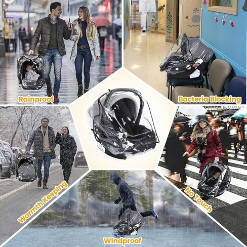 Car Seat Rain Cover Universal, Food Grade EVA, Waterproof Weather Shield for Infant Car Seat with Storage Bag, Baby Car Seat Stroller Rain Cover Features Side Ventilation, Quick-Access Roll-Up Door in Kuwait