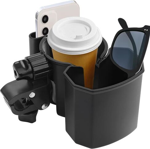Universal Stroller Cup Holder with Phone Holder, 360° Rotatable Strong Clip, Big Storage Space for Walker, Wheelchair, Stroller, Bike in Kuwait