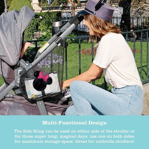 J.L. Childress Disney Baby Side Sling Stroller Cargo Net - Stroller Organizer Attachment for Storage, Mesh Bag for Baby Accessories, Universal Fit - Minnie Mouse in Kuwait