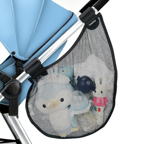 Side Sling Stroller Cargo Net: Universal Travel Stroller Caddy Attachment | Stroller Organizer Anti-Tipping Design, Mesh Storage for Baby Essentials, Fits Uppababy, Nuna, Butterfly, Graco in Kuwait