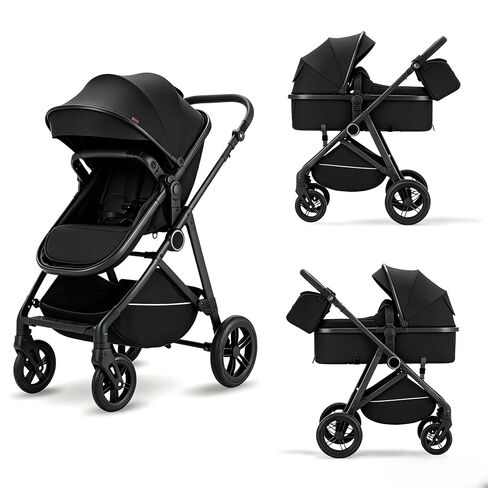 Premium High-View Baby Stroller, Foldable Pram for Newborn to Toddler, Reversible Seat and Adjustable Handlebar Stroller, Fits Ages 0-3 (Ggrey) in Kuwait