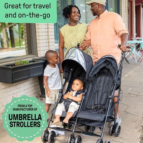 Summer Infant 3Dlite Folding Lightweight Side by Side Double Stroller with 5-Point Safety Harness for Infants and Toddlers, Black in Kuwait