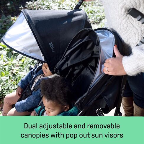 Summer Infant 3Dlite Folding Lightweight Side by Side Double Stroller with 5-Point Safety Harness for Infants and Toddlers, Black in Kuwait