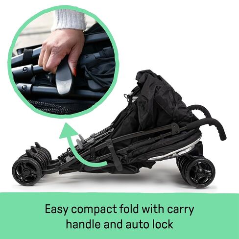 Summer Infant 3Dlite Folding Lightweight Side by Side Double Stroller with 5-Point Safety Harness for Infants and Toddlers, Black in Kuwait