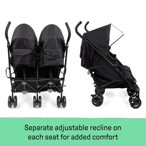Summer Infant 3Dlite Folding Lightweight Side by Side Double Stroller with 5-Point Safety Harness for Infants and Toddlers, Black in Kuwait