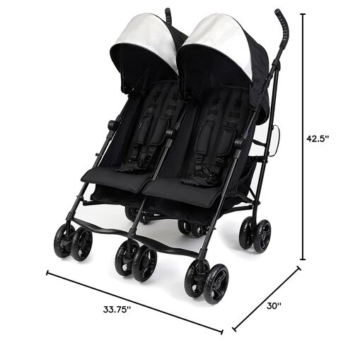 Summer Infant 3Dlite Folding Lightweight Side by Side Double Stroller with 5-Point Safety Harness for Infants and Toddlers, Black in Kuwait