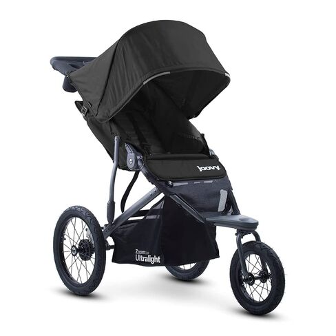 Joovy Zoom360 Ultralight Jogging Stroller, Black | High Child Seat, Shock-Absorbing Suspension, Extra-Large Air-Filled Tires, Parent Organizer, Air Pump, Easy One-Hand Fold in Kuwait