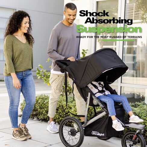 Joovy Zoom360 Ultralight Jogging Stroller, Black | High Child Seat, Shock-Absorbing Suspension, Extra-Large Air-Filled Tires, Parent Organizer, Air Pump, Easy One-Hand Fold in Kuwait