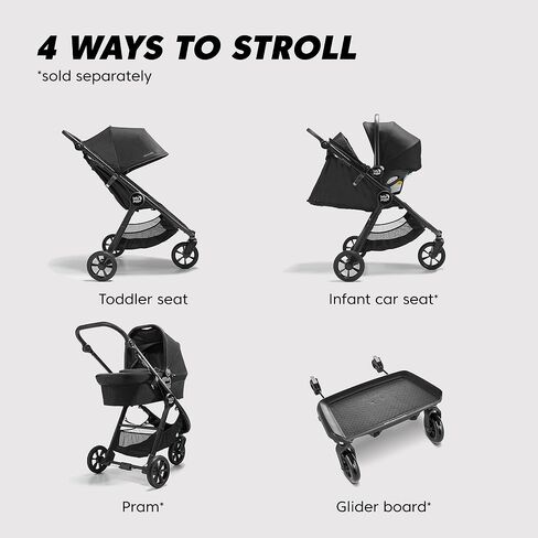 Baby Jogger City Mini GT2 All-Terrain Stroller Black Complete with Adjustable Handlebar Hand-Operated Parking Brake and car seat Adapter in Kuwait
