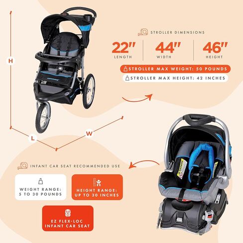 Baby Trend Expedition® Jogger Travel System with EZ Flex-Loc® Infant Car Seat, Millenium Blue in Kuwait