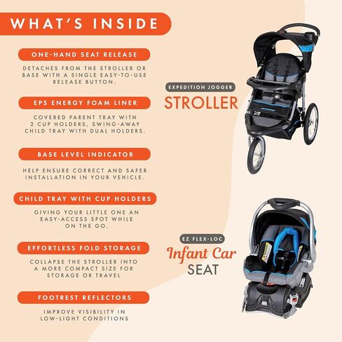 Baby Trend Expedition® Jogger Travel System with EZ Flex-Loc® Infant Car Seat, Millenium Blue in Kuwait