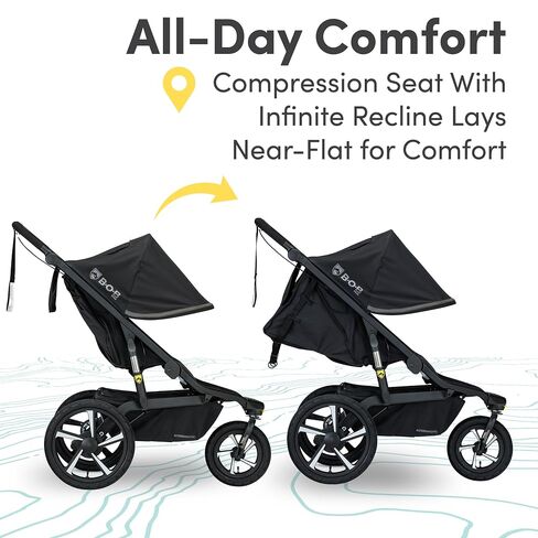 BOB Gear Alterrain Pro Jogging Stroller — Black | All Terrain, All Weather Jogger Stroller; SmoothShox Suspension & Air-Filled Tires; Car Seat Compatible in Kuwait