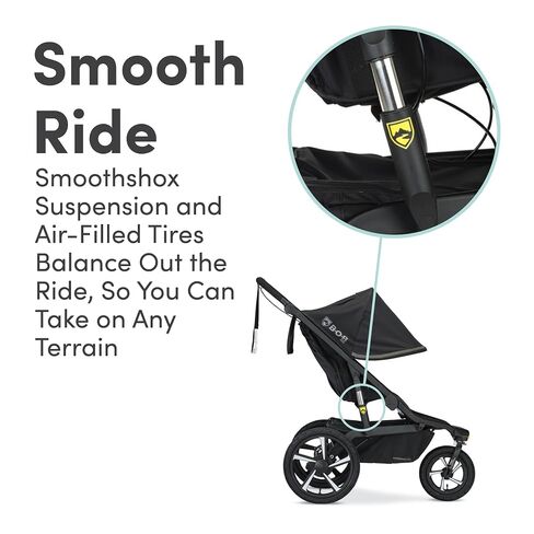 BOB Gear Alterrain Pro Jogging Stroller — Black | All Terrain, All Weather Jogger Stroller; SmoothShox Suspension & Air-Filled Tires; Car Seat Compatible in Kuwait