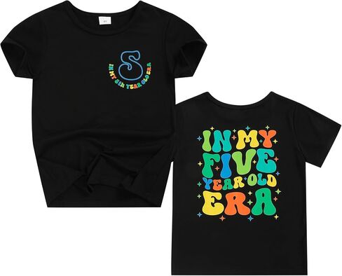 5th Birthday Shirt Toddler Boy 5 Year Old Birthday T-Shirt Short Sleeve 2-Sided Print Tee Tops Outfit in Saudi Arabia