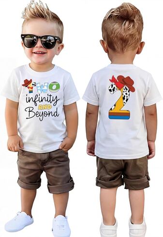 GLIGLITTR 2nd Birthday Shirt Boy Two Infinity Tshirt 2 Year Old Toddler Boy Second Bday Party Outfit Cartoon Short Sleeve Top in Kuwait