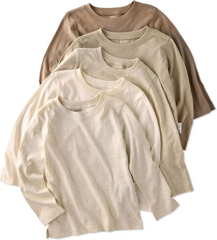 Butterblu London 10-Pack Long Sleeve T-Shirts​ 100% Organic Cotton Tees | GOTS Certified Organic Cotton for Baby, Toddler Girls, Boys, Unisex, Machine Washable, Made to Match Colors in Kuwait