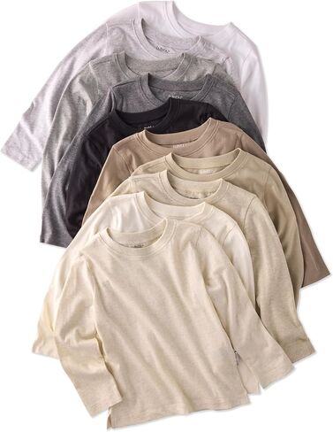 Butterblu London 10-Pack Long Sleeve T-Shirts​ 100% Organic Cotton Tees | GOTS Certified Organic Cotton for Baby, Toddler Girls, Boys, Unisex, Machine Washable, Made to Match Colors in Saudi Arabia