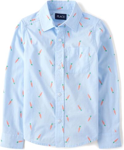 The Children's Place Baby Boys' and Toddler Poplin Long Sleeve Button Down Shirt in Kuwait