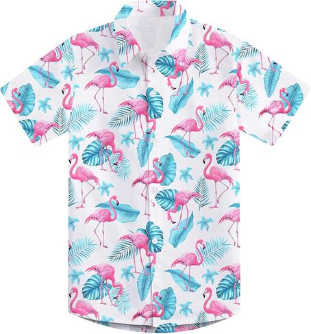 Goodstoworld 2-10T Boys Hawaiian Shirts Novelty Button Down Dress Shirt | Short Sleeve, Kids Hawaiian Shirt for Boys, Novelty Print, Casual Beach wear, Lightweight Fabric, Button Front Closure in Kuwait