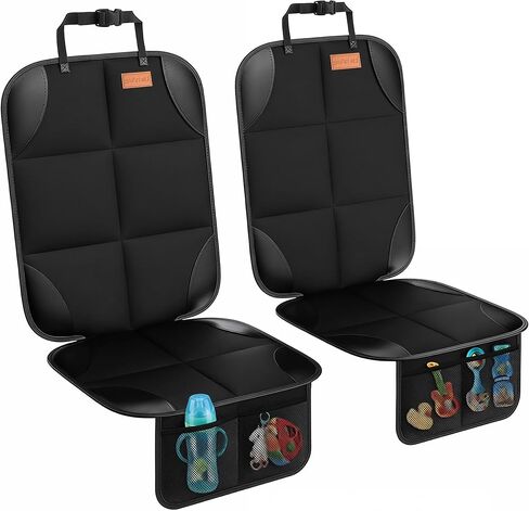 SMART ELF Car Seat Protector, 2Pack Seat Protector Protect Child Seats with Thickest Padding and Non-Slip Backing Mesh Pockets for Baby and Pet,Sedan SUV Truck (Black) in Saudi Arabia