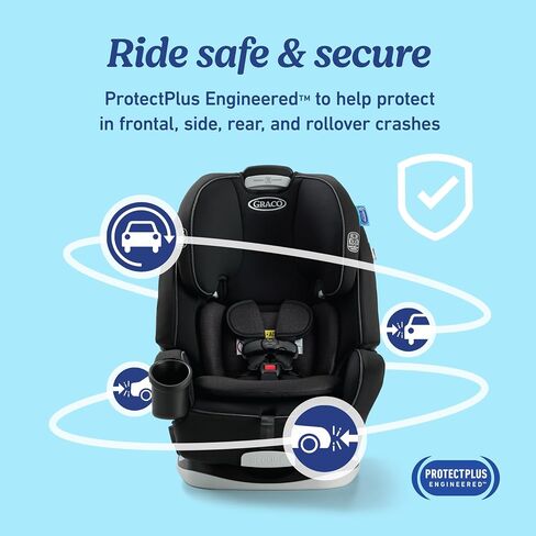 Graco Grows4Me 4-in-1 Convertible Car Seat, 10 Years of Use - Infant Car Seat to Toddler, 4 Stages of Use - Rear Facing, Forward Facing, High Back Booster, Backless Booster Seat, West Point Design in Kuwait