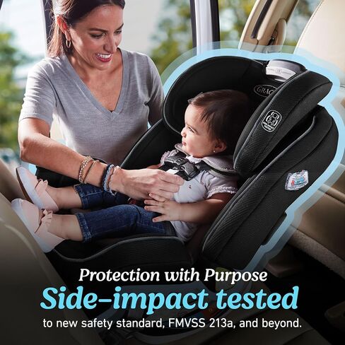 Graco Grows4Me 4-in-1 Convertible Car Seat, 10 Years of Use - Infant Car Seat to Toddler, 4 Stages of Use - Rear Facing, Forward Facing, High Back Booster, Backless Booster Seat, West Point Design in Kuwait