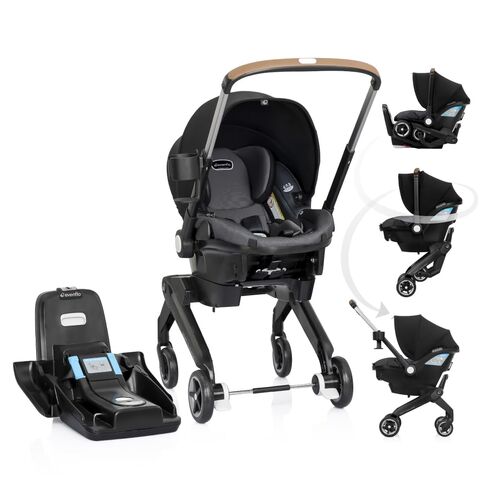 Evenflo Shyft DualRide Infant Car Seat Stroller Combo with Carryall Storage (Boone Gray) in Kuwait