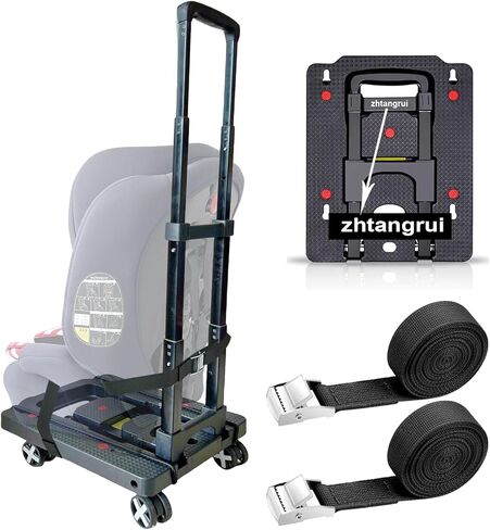 Car Seat Dolly for Airport, Black | CarSeat Roller Cart Wheels for Airplane,Car Seat Travel Cart Carrier with Straps,Foldable Luggage Trolley Hand Truck in Kuwait