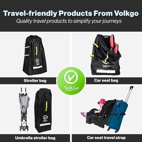 V VOLKGO Extra Padded Car Seat Travel Bag for Airplane, Heavy Duty Car Seat Bags for Air Travel Large Durable Carseat Carrier Bag, Airport Gate Check Bag with Padded Shoulder Strap in Kuwait