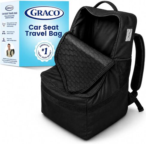 Graco Padded Car Seat Travel Bag & Infant Carrier Backpack, Black | Durable Large Back Pack, Double Padded Strap, Water Resistant Material, Airport Gate Check Bag in Kuwait