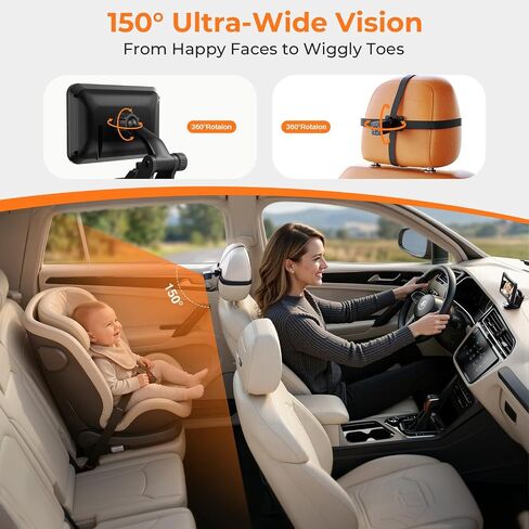Itomoro 2026 Upgraded Baby Car Camera Monitor [1080P HD & IR Night Vision] 360° Rotation & 150° Wide Clear View Car Seat Camera for Baby Rear Facing, Easy Install & Baby Shower Must-Have in Kuwait