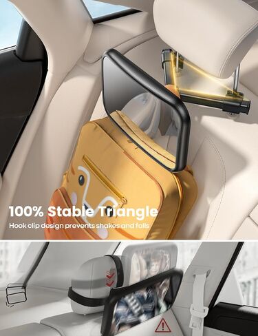 Lamicall Baby Car Mirror for Backseat - Never Shake Clip Hook, Safest Acrylic Rear Facing Car Seat Mirror, 3S Access, 360° Rotation & Wide Clear View, Newborn Baby Accessories Gifts in Kuwait