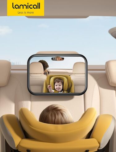 Lamicall Baby Car Mirror for Backseat - Never Shake Clip Hook, Safest Acrylic Rear Facing Car Seat Mirror, 3S Access, 360° Rotation & Wide Clear View, Newborn Baby Accessories Gifts in Kuwait