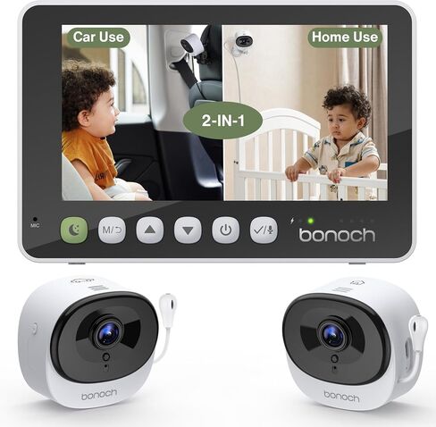 bonoch 5" 1440P Baby Car Camera, Clearest Monitor, 360° Rotating Wide View | Backseat Rear-Facing Mirror for Baby, USB Powered with Charger, Easy Setup, Night Vision, Plug&Play Safe Driving Car Monitor in Kuwait