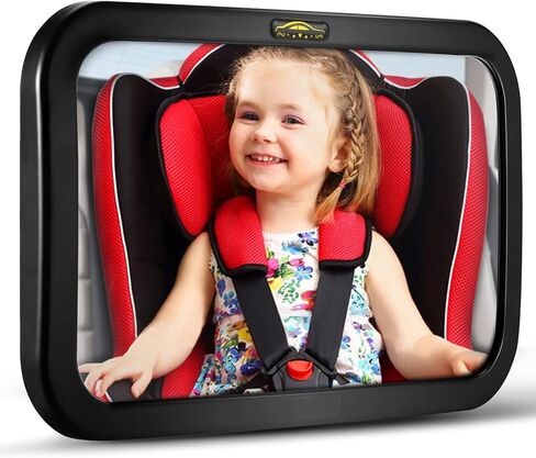 Baby Car Mirror, DARVIQS Car Seat Mirror, Safely Monitor Infant Child in Rear Facing Cars Seat, Wide View Shatterproof Adjustable Acrylic 360°for Backseat, Crash Tested and Certified for Safety in Kuwait