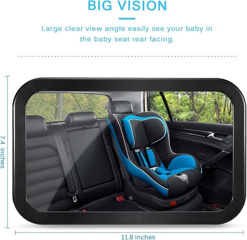 Baby Car Mirror, DARVIQS Car Seat Mirror, Safely Monitor Infant Child in Rear Facing Cars Seat, Wide View Shatterproof Adjustable Acrylic 360°for Backseat, Crash Tested and Certified for Safety in Kuwait