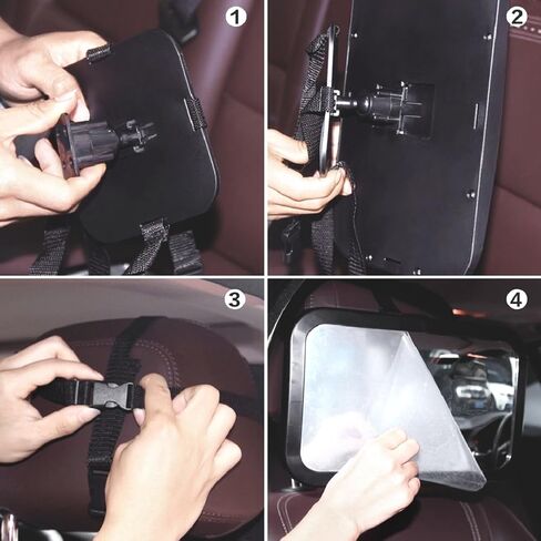 Baby Car Mirror, DARVIQS Car Seat Mirror, Safely Monitor Infant Child in Rear Facing Cars Seat, Wide View Shatterproof Adjustable Acrylic 360°for Backseat, Crash Tested and Certified for Safety in Kuwait