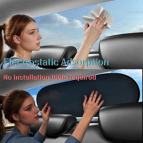 IC ICLOVER Car Sun Shade for Back Window, Rear Window Shade, Static Cling | Universal Mesh Screen Back Window Sun Visor, Block Harmful UV Rays for Children Kids, Fit for Sedans, SUV, Truck - 39"W×20"L in Kuwait