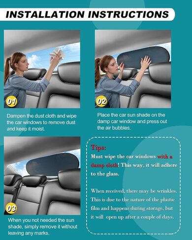 IC ICLOVER Car Sun Shade for Back Window, Rear Window Shade, Static Cling | Universal Mesh Screen Back Window Sun Visor, Block Harmful UV Rays for Children Kids, Fit for Sedans, SUV, Truck - 39"W×20"L in Kuwait