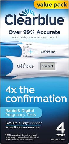 Clearblue Pregnancy Test Combo Pack, 4ct - Digital with Smart Countdown & Rapid Detection - Value Pack in Kuwait